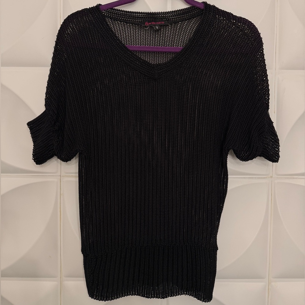 Elegant Black Knit V-Neck Tee